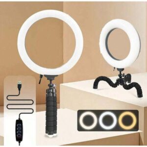 Professional Selfie & Makeup Ring Light: 10 Brightness Levels & Flexible Wrap-Around Sta