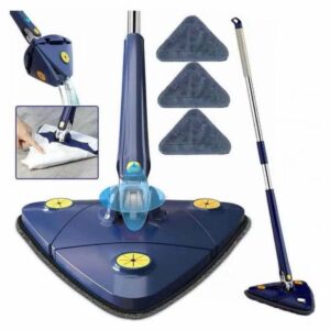 Triangle 360° Rotating Cleaning Mop - Long Handle, Hands-free Squeeze, Wet/Dry