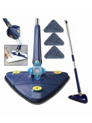 Triangle 360° Rotating Cleaning Mop - Long Handle, Hands-free Squeeze, Wet/Dry