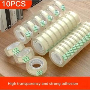 10 Rolls of Tape - High-Quality Transparent Tape, Compatible with Tape Dispensers.