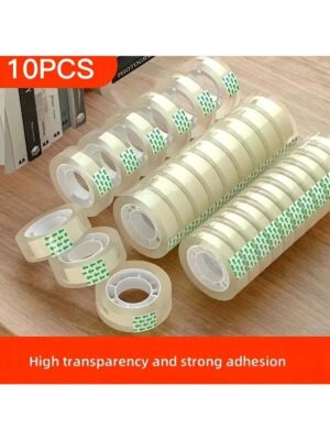10 Rolls of Tape - High-Quality Transparent Tape, Compatible with Tape Dispensers.