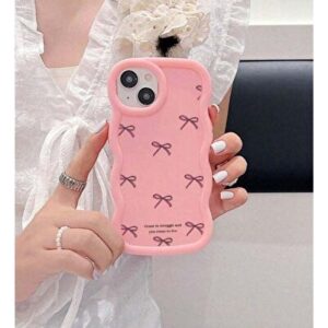 iPhone 16 pro max Dopamine, Bowknot, Cartoon Macaron Wave Pattern Phone Case