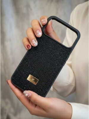 iPhone 17 Pro Max Black Crystal Fabric Case