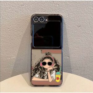 Samsung Galaxy Z Flip 7 Bieye Hollow Girl Black Pattern TPU Shockproof Phone Case