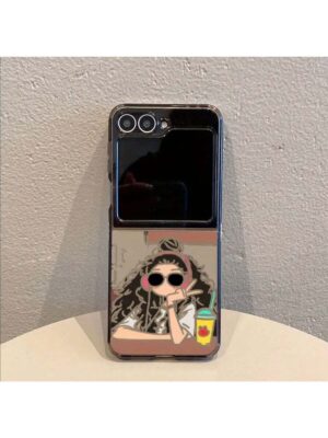 Samsung Galaxy Z Flip 7 Bieye Hollow Girl Black Pattern TPU Shockproof Phone Case