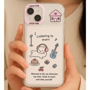 GUCADI iPhone 15 Plus Pink Cartoon Animal TPU Soft Phone Case - Full-Wrap