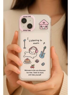 GUCADI iPhone 15 Plus Pink Cartoon Animal TPU Soft Phone Case - Full-Wrap