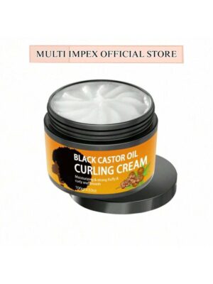 Black Castor Oil Curl Cream Infused With Argan Oil - Long Lasting Anti-Frizz Curls, Mois