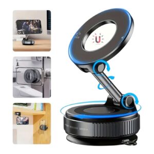 Vacuum Suction Magnetic Bracket K007 Phone Mount, Car Suction Cup Holder 360° Rotation Portable Magnetic Phone Holder (Black)