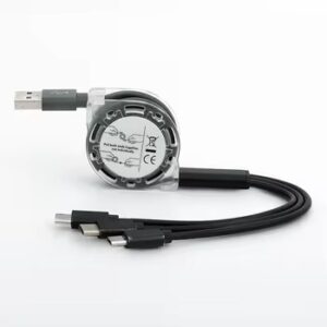 3-in-1 Retractable Fast Charger Cable with Type C/Lightning/Micro USB Ports