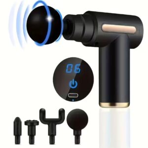 Massage Gun, Muscle Massage Gun, Handheld Electric Deep Tissue Massager, Multiple Colors Available, 6 Speed Settings, 4 Interchangeable Massage Heads, Father's Day Gift