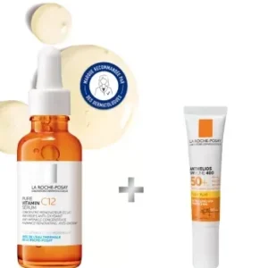 LA ROCHE-POSAY Pure Vitamin C12 Anti-Wrinkle Serum 30ml + Anthelios UVmune 400 Invisible Fluid SPF 50+ Fragrance-Free 15ml
