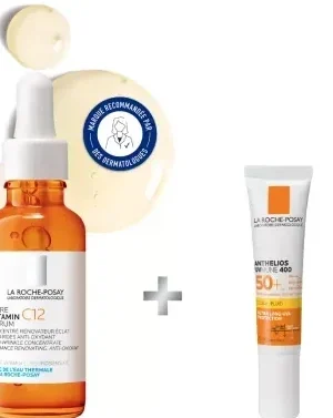 LA ROCHE-POSAY Pure Vitamin C12 Anti-Wrinkle Serum 30ml + Anthelios UVmune 400 Invisible Fluid SPF 50+ Fragrance-Free 15ml